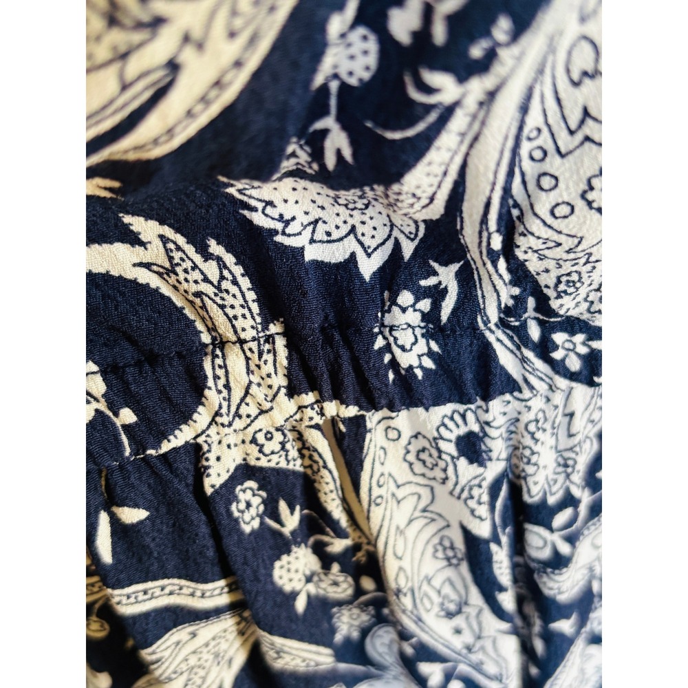 Talbots Plus Navy White Paisley Midi Dress with Belt Sz 1X High Low Hem - Picture 7 of 11